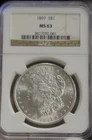 1897 US Morgan Silver Dollar $1 NGC MS63