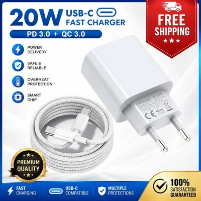 Chargeur USB C, Charge rapide 20W, Power Delivery, PD 3.0, câble USB-C, adaptate - Photo 1/4