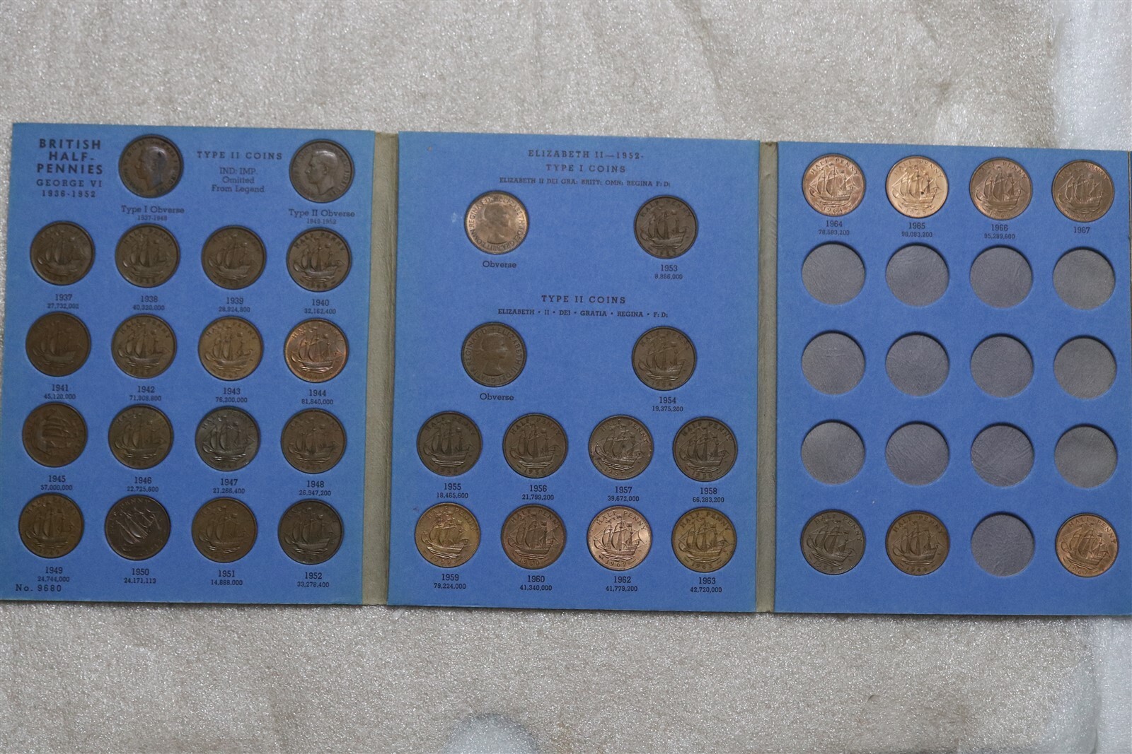 🧭 🇬🇧 UK GB HALF PENNY COLLECTION 37 COINS (1937-1967) B72 #112