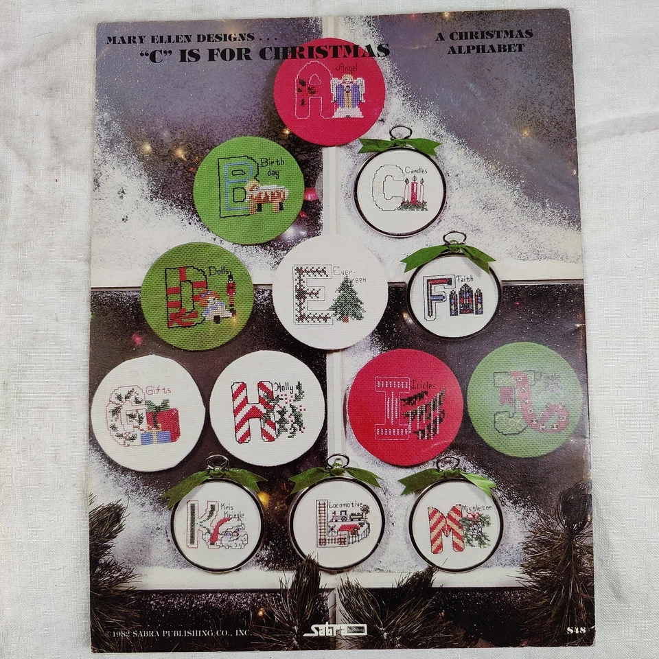 1982 Vtg Christmas Alphabet Design Patterns Needlepoint Cross Stitch Mary Ellen - Image 3 of 4