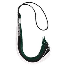 Endea Graduation Black/Hunter Green/White Tassel with Silver Stacked Date Drop