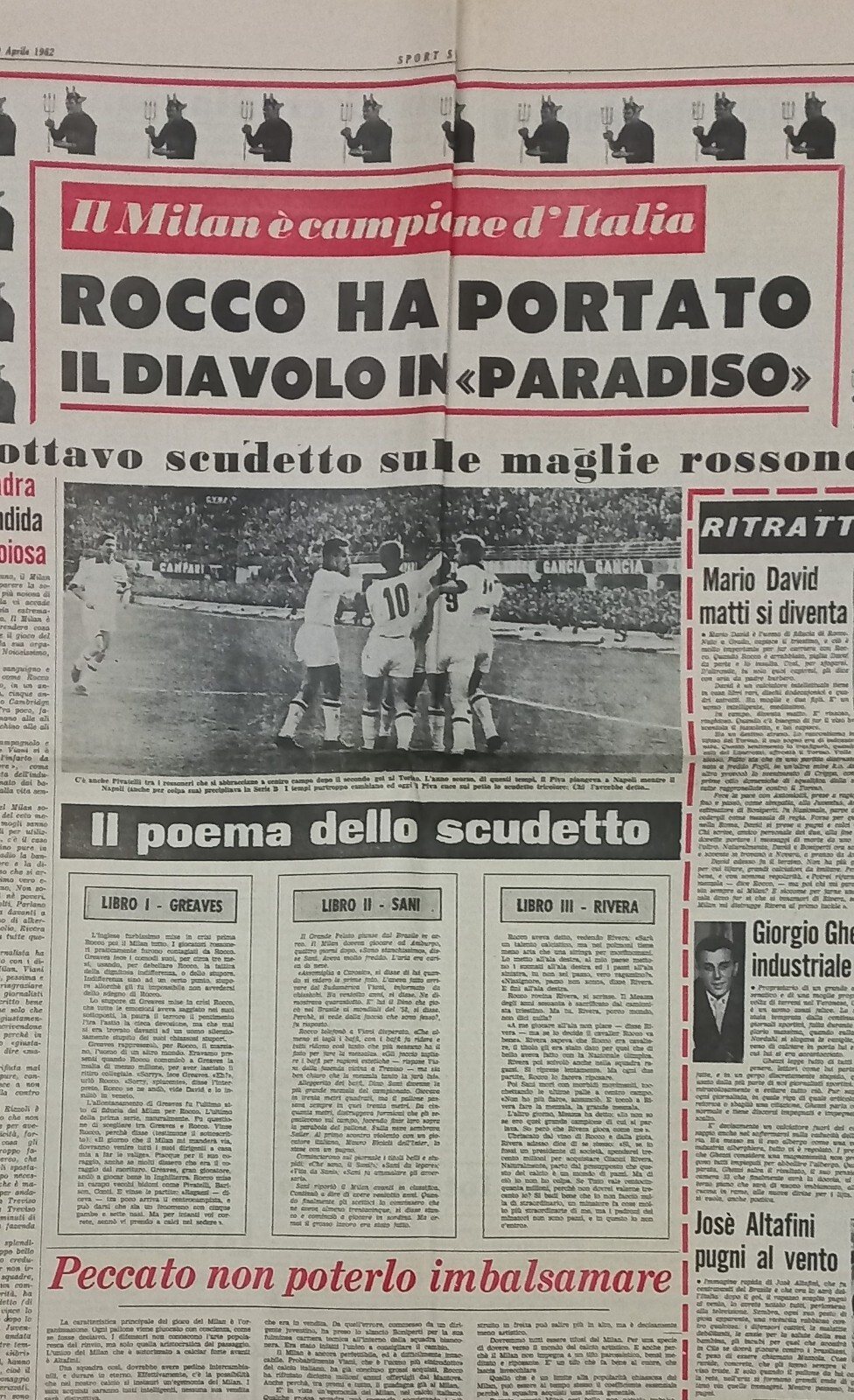 Gazzetta Dello Sport Du 14 Juin 1955 : Milan Champion D'Italie (Scudetto) édition Du Lendemain