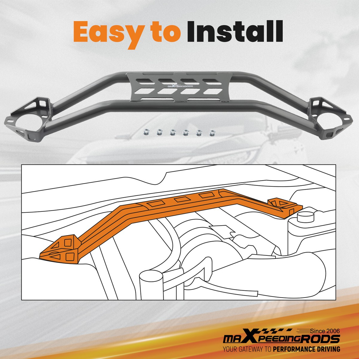 2008-2023 Dodge Challenger Front Strut Tower Dual Bar Brace