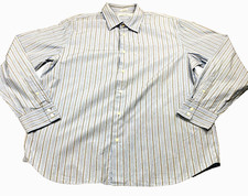 Calvin Klein Mens Dress Shirt Sz L Blue Stripe Classic Fit Button Up Long Sleeve