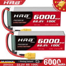 2Stück HRB 6S 22.2V 6000mAh Lipo Akku XT90 für RC Hubschrauber Flugzeug Quad