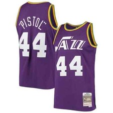 Pete Maravich 1974-75 New Orleans Jazz #44 Vintage Jersey Mitchell & Ness Swingm
