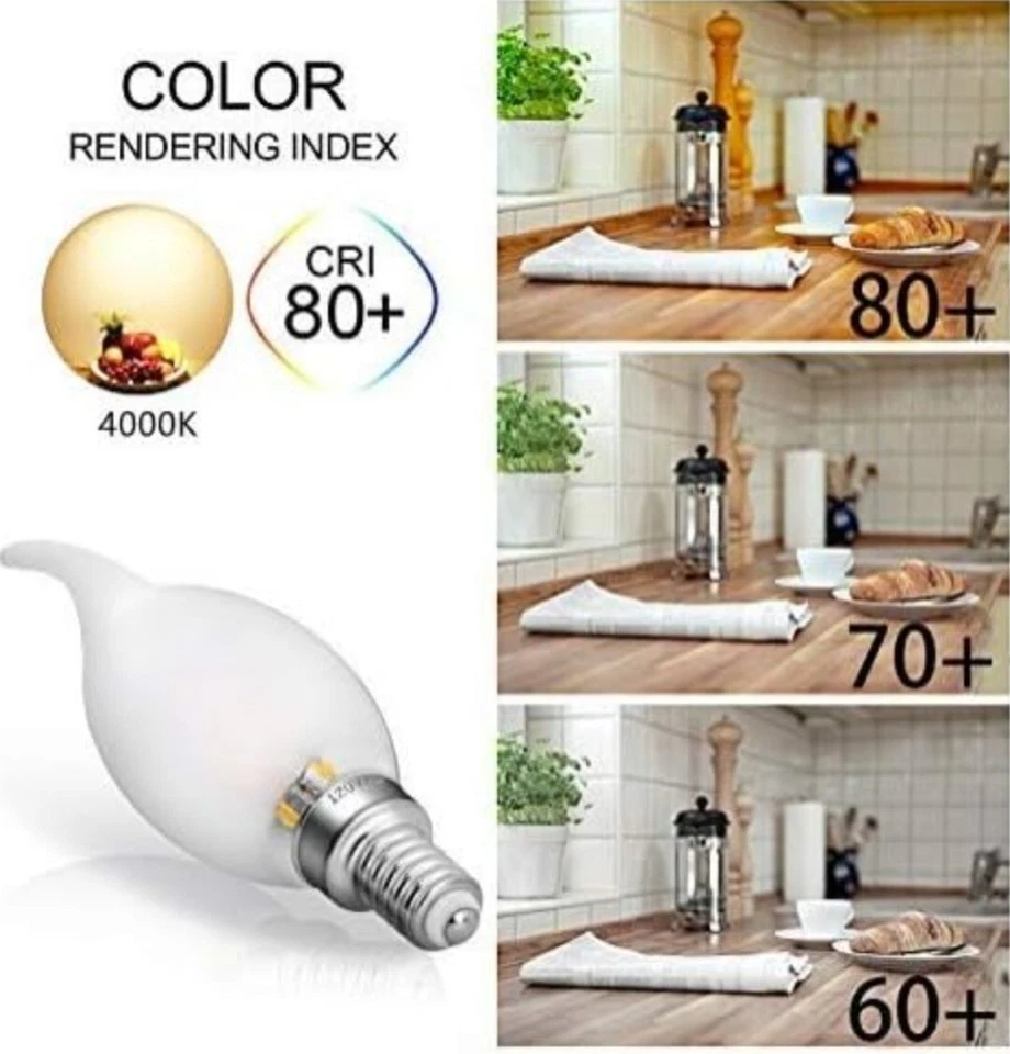 Candelabra Bulb 40W Equivalent 450LM 4000K Daylight White E12 Base LED Filament - Image 3 of 4