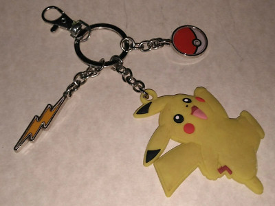 Nintendo Pokemon Soft Touch Pikachu Lightning Bolt PokeBall Keychain Key Ring
