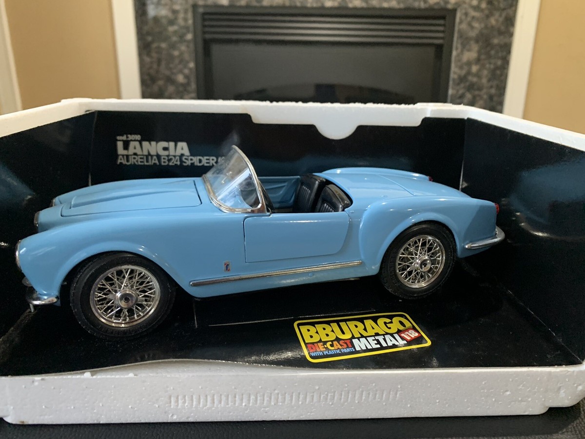 Mint Burago 1/18 Diecast 3010 Lancia Aurelia B24 Spider 1955 Baby Blue With  Box