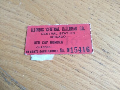 VINTAGE ILLINOIS CENTRAL RAILROAD CO. PAKETSCHECK TICKET SELTEN