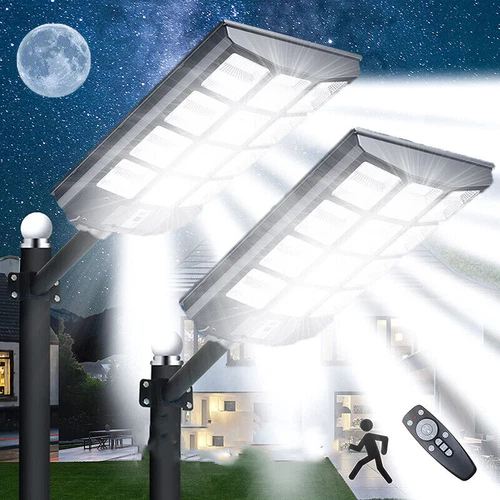4000W 864 LED Commercial Solar Street Light LED Floodlight Dusk-Dawn+Remote+Pole - Picture 1 of 10