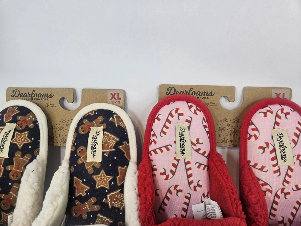 Juego de zapatillas para mujer Dearfoams Mama Claus & Cookie Tester XL 11/12 felpa navideña Foto 4 de 4