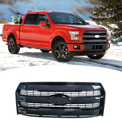 Gloss Black Front Bumper Grille For 2015-2017 Ford F-150 – No Camera Hole, Direct Fit