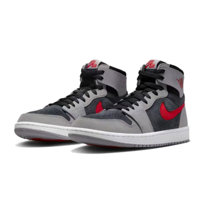 Nike Air Jordan 1 AJ1 Zoom CMFT Black Red Cement Grey Shoes DV1307