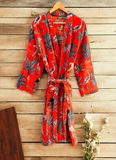 Luxury Velvet Fringe Jacket Coat Kimono Orange Forest Printed Kimono Long Robe