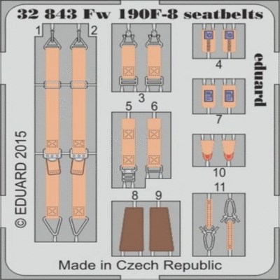 EDUARD MODELS 1/32 Aircraft- Fw190F8 Seatbelts for RVL (Painted) EDU32843-NEW