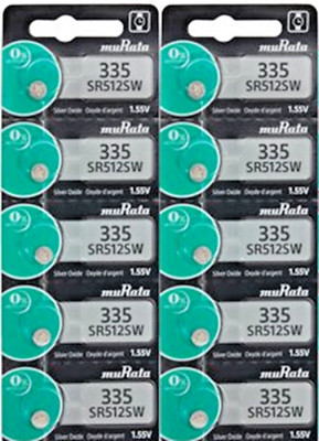 Ten (10) Murata 335 (SR512SW) 1.55V Silver Oxide Batteries FREE SHIP