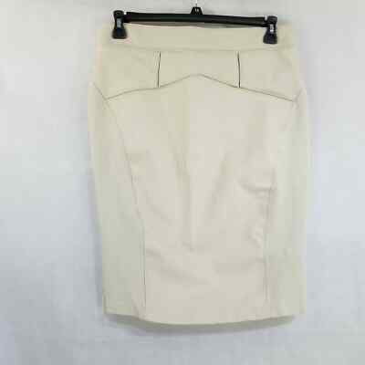 Carmen Marc Valvo Ladies Skirt Faux Leather Stretch Knit Size 12 Tan Beige 