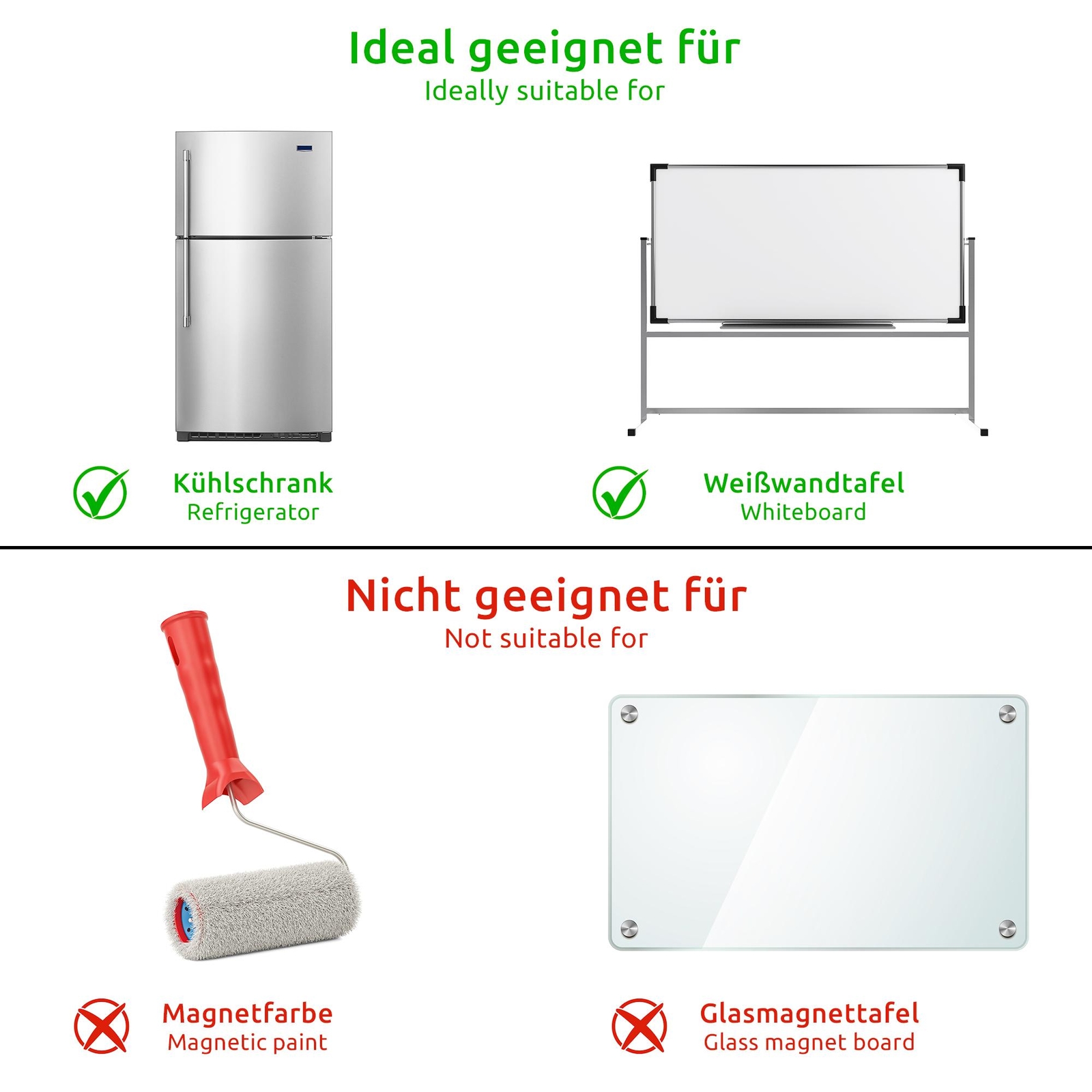 Produktbild von Magnetetiketten Selbstklebend Magnetstreifen Etiketten 83x19mm - 250 Stück Weiß | Beschreibbar Mit Stift Wiederverwendbare Magnetstreifen