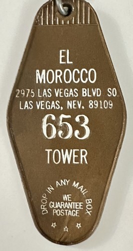 El Morocco 2975 Las Vegas Blvd. So., Las Vegas, Nevada 89109 Hotel Room Key #653