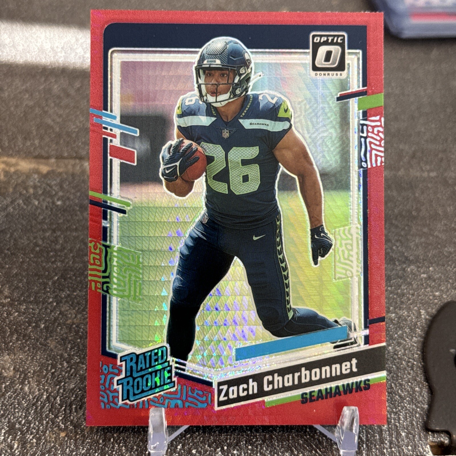2023 Panini Donruss Optic Rated Rookie Red Hyper Prizm #294 Zach Charbonnet (RC)