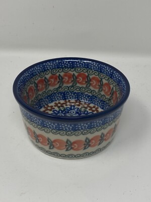 Ceramika Artystyczna Boleslawiec Ramekin Bowl Rare Apple Pattern 409