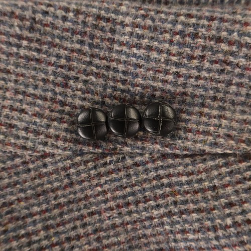VTG Tweed Jacket M Gray Blue Houndstooth Check 100% Wool Blazer Sport Coat 42R - Picture 4 of 15