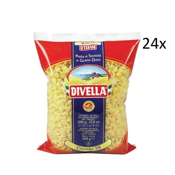 24X Divella Cocciolini N°59 Hartweizengrieß Pasta Italienische Nudeln 500G-image