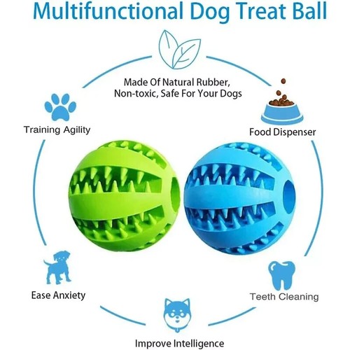 Interaktives Hundespielzeug Ball Leckerli Spender Slow Feeder Bälle Gummi 2 Kauspielzeug - Bild 6 von 12