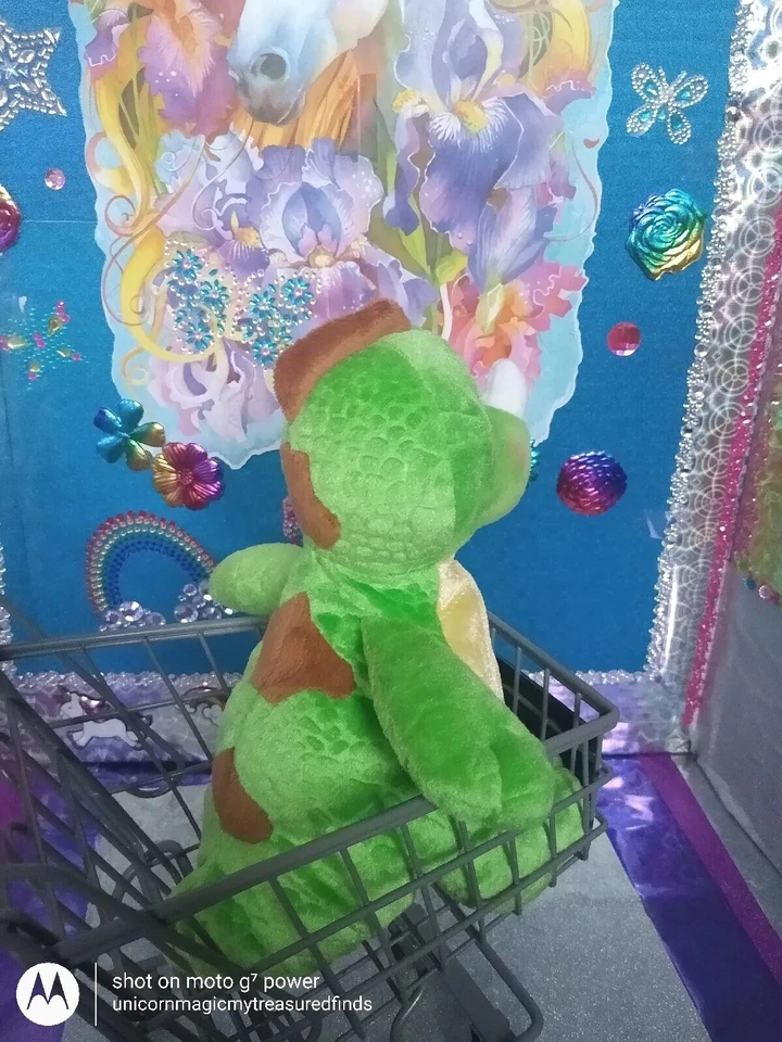 🦄Ganz /Webkinz "Key Lime Dino" {Dinosaur} Green & Yellow Color HM185 10" Plush! - Image 4 of 4