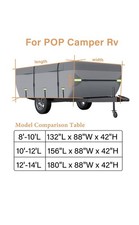 Pop Up Folding Camper Cover Upgraded 7 Layers Top Tent Fits 12 - 14 Trailers