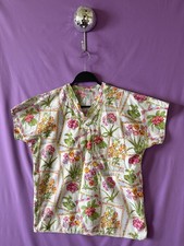 Women Size Small S.C.R.U.B.S. Scrub Top Floral 100 Cotton