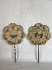 A rare pair of hand-painted face screens with Norfolk scenes. English mid 19th c