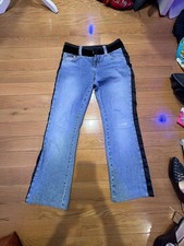D&G Dolce & Gabbana Vintage Velvet Trim Strai...