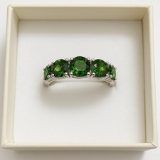 925 Sterling Silver Green CZ Five Stone Band Ring Size 8 Free Shipping