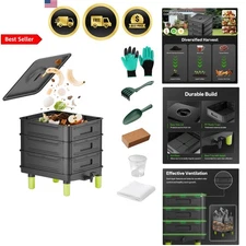 Worm Compost Bin 50L 3-Layer Indoor Outdoor Kitchen Garden Recycling