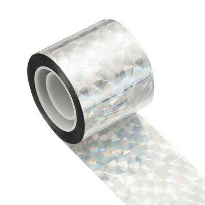 Für Bird Scare Tape, 164 ft x 2,17 in PET Reflective Band silber floral