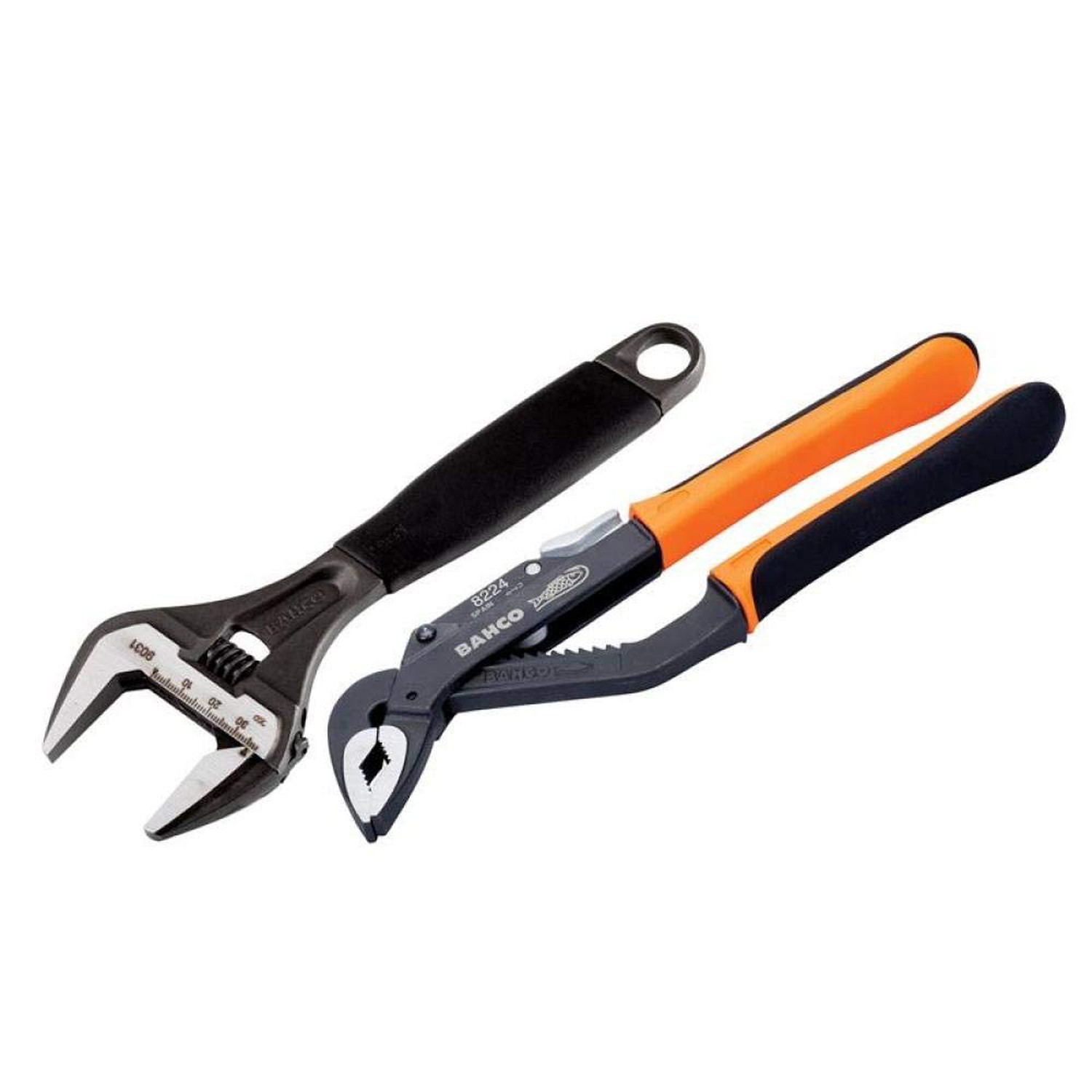 Bahco 218mm Adjustable Wrench & 250mm Waterpump Plier Twin Set