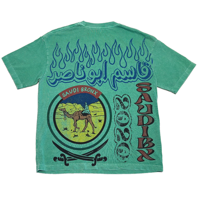 Saudi Bronx Camel Racing Team TShirt Mens S Green Graphic Washed