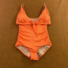 Unbranded Women 3XL Orange Textured Tie Front Ruched Slimming One Piece Swimsuit