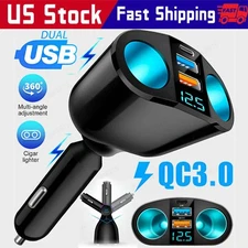 Outlet Dual USB Car Cigarette Lighter Socket Splitter Power Adapter Charger lot