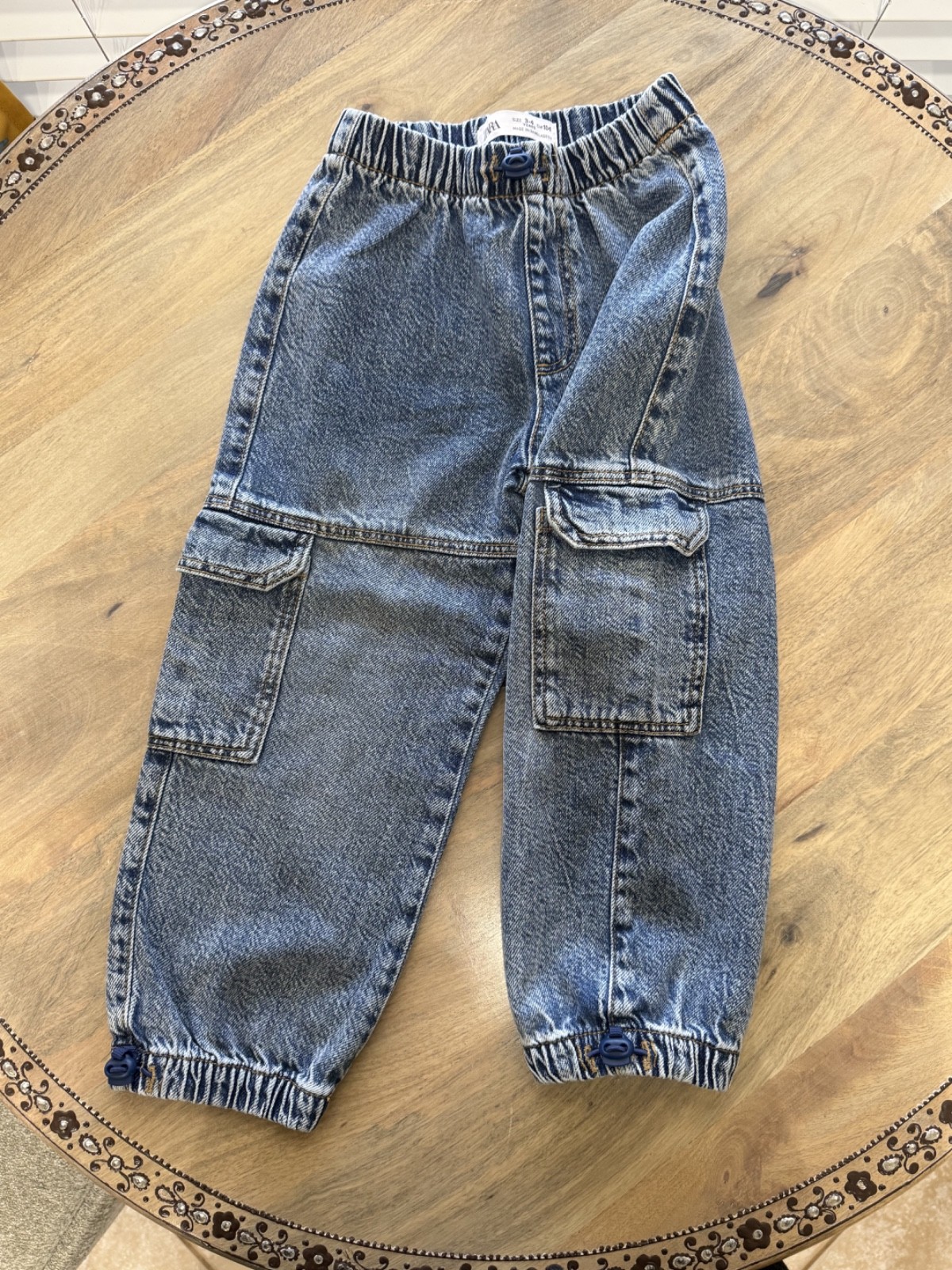 Zara Kids Toddler Boys Size 3-4 Jean Cargo Pants image 3