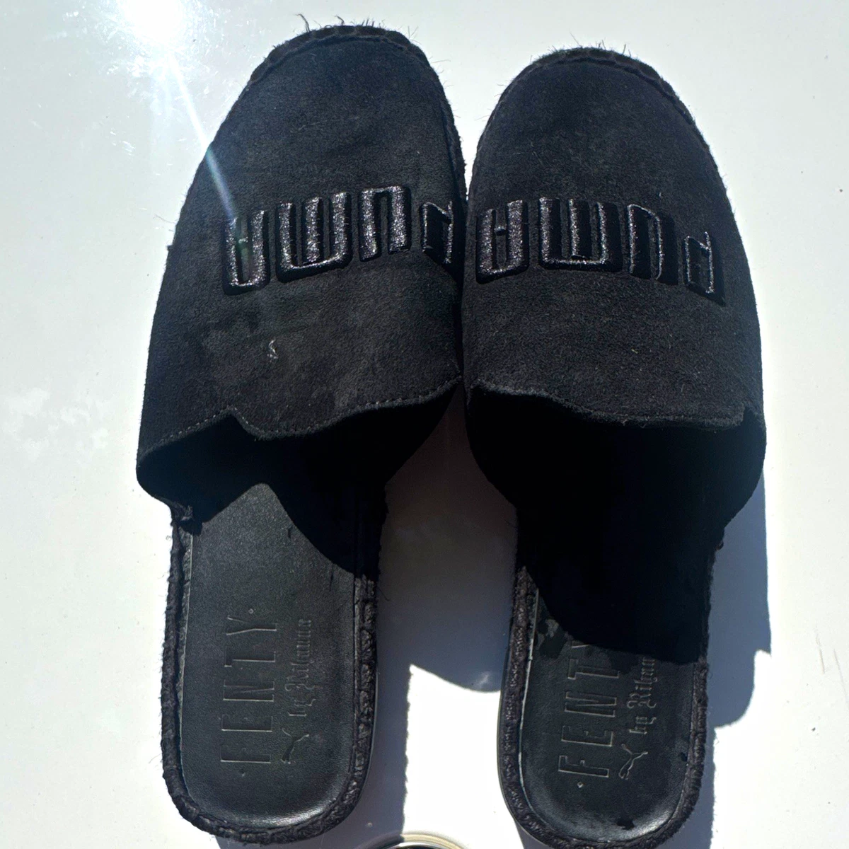 Puma Black Slide Sandals with White Logo MENS 9 / WOMENS 10.5-11 puma sandals products for sale | eBay main image 3