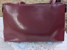 Furla Medium Burgundy Leather Tote Bag With Zippered Sides