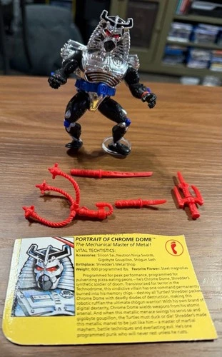Vintage 1991 Chrome Dome Teenage Mutant Ninja Turtles TMNT 100% Complete Figure