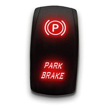 Park Brake - - Laser Etched Toggle Switch 20A 12V - Vertical PARK BRAKE Red