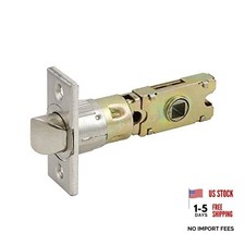 Door Latch, 6-Way Adjustable Fit, Square Spindle, Emblem Passage Satin Nickel