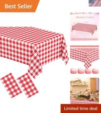 2 Pack Red Gingham Checkered Tablecloths for Effortless Party Setup - 54" x 108"