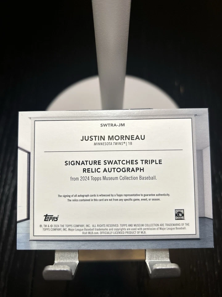 Topps 24 Justin Morneau Auto + Relíquia /10 (#1!) Inserção de rubi correspondência de cores 3 cores! - Imagem 3 de 3