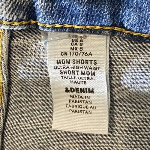 H&M Denim Mom Shorts Ultra High Waisted Light Blue Size 8 Folded Hem Casual - Picture 11 of 16